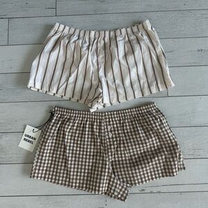 Urban Outfitters Brown and Cream Shorts Set